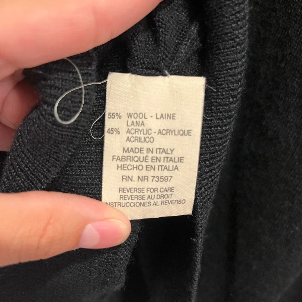 Raffi Linea Uomo Mens Black Wool Blend Quarter Zip Polo Sweater Made in Italy